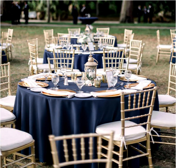 Navy Blue Round Tablecloth